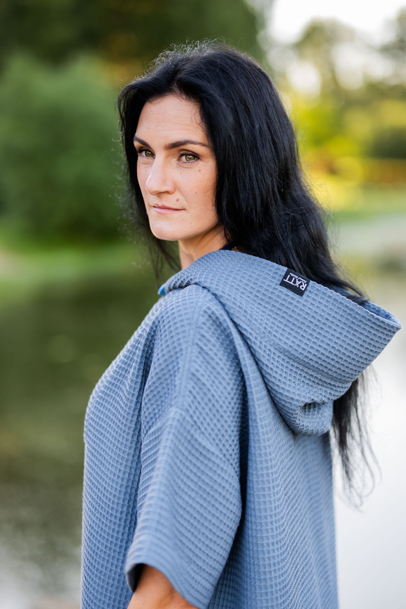 Unisex Aikuisten pyyheponcho vohvelikankaasta