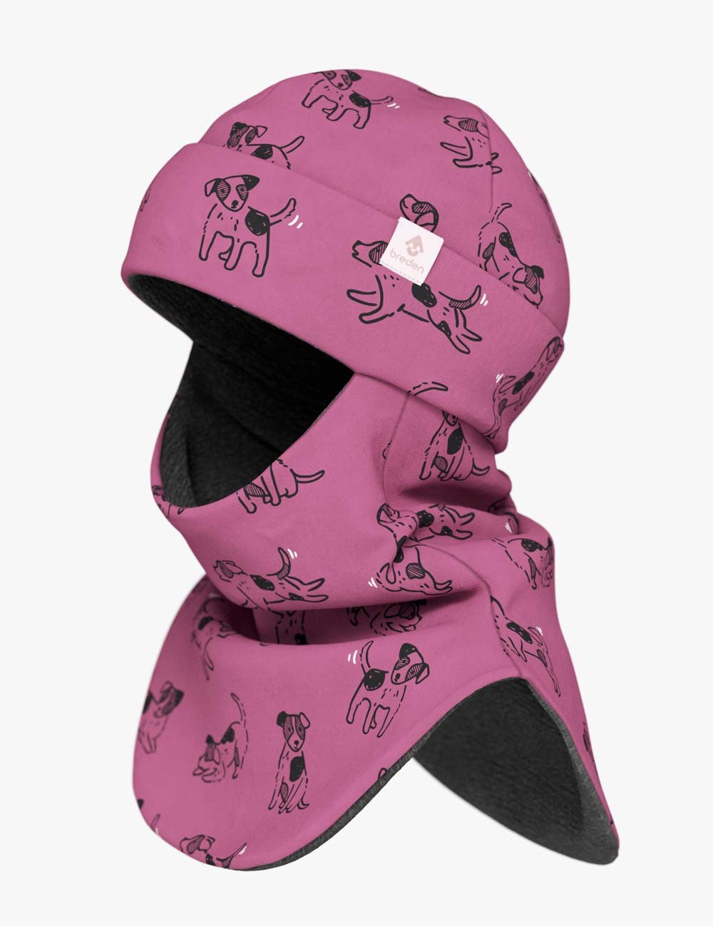 Breden Lasten merinovilla balaclava-pink dogs