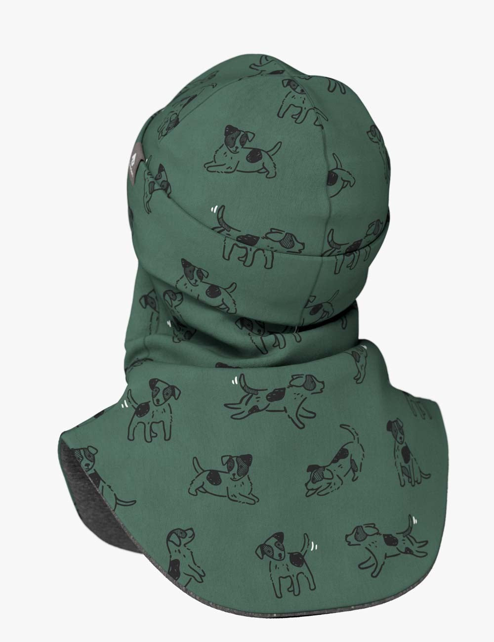 Breden Lasten merinovillainen balaclava - Brem, Green dogs