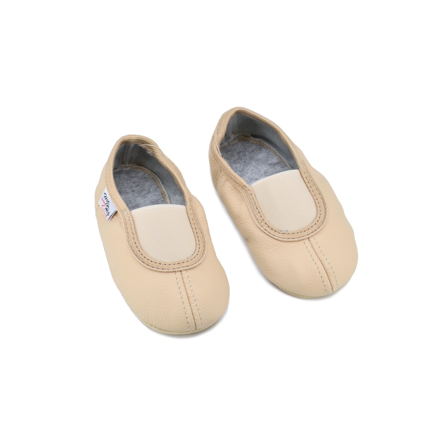 Klassiset nahkatossut kuminauhalla - Beige