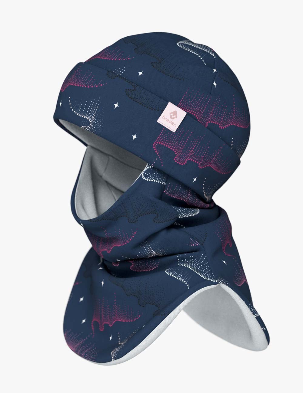 Lasten Fleece kypärämyssy FRODE - Northern Lights pinkki