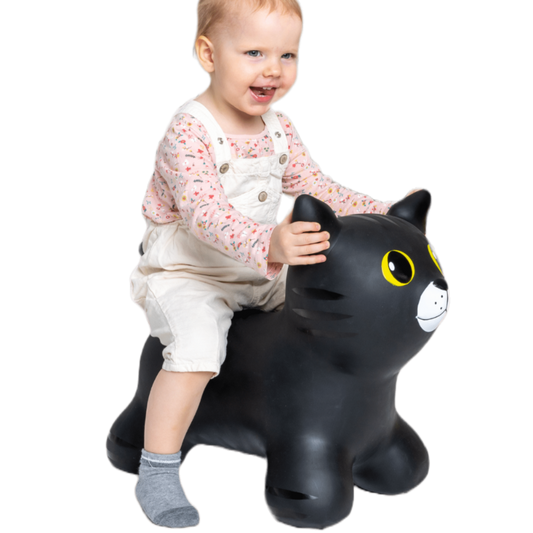 Lasten pomppulelu-hyppylelu- musta-kissa