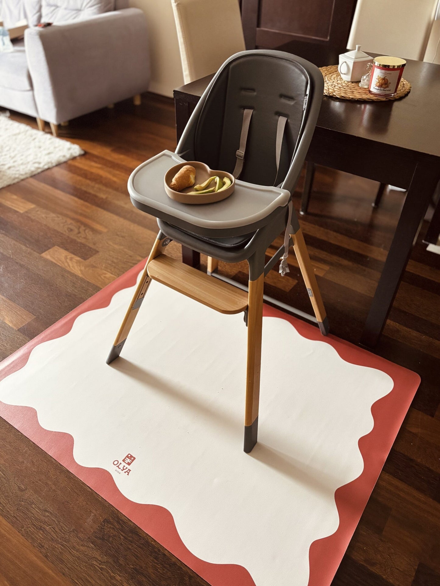 Lasten ruokailumatto liukumaton ja vedenpitävä - Red Frame