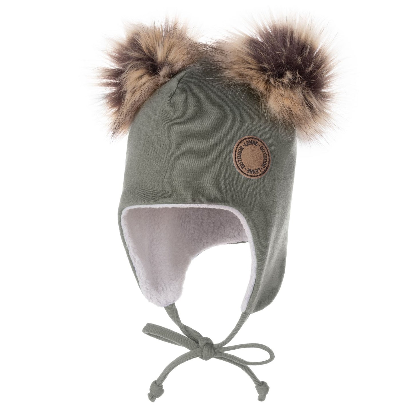 Merinovillainen talvihattu vauvalle puuvillafleecevuorella-khaki