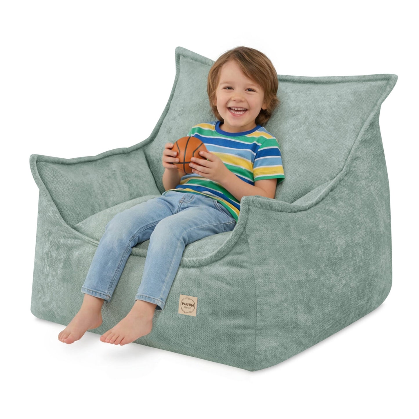 PLUSH NEST Roya lasten nojatuoli, Vihreä Premium Chenille