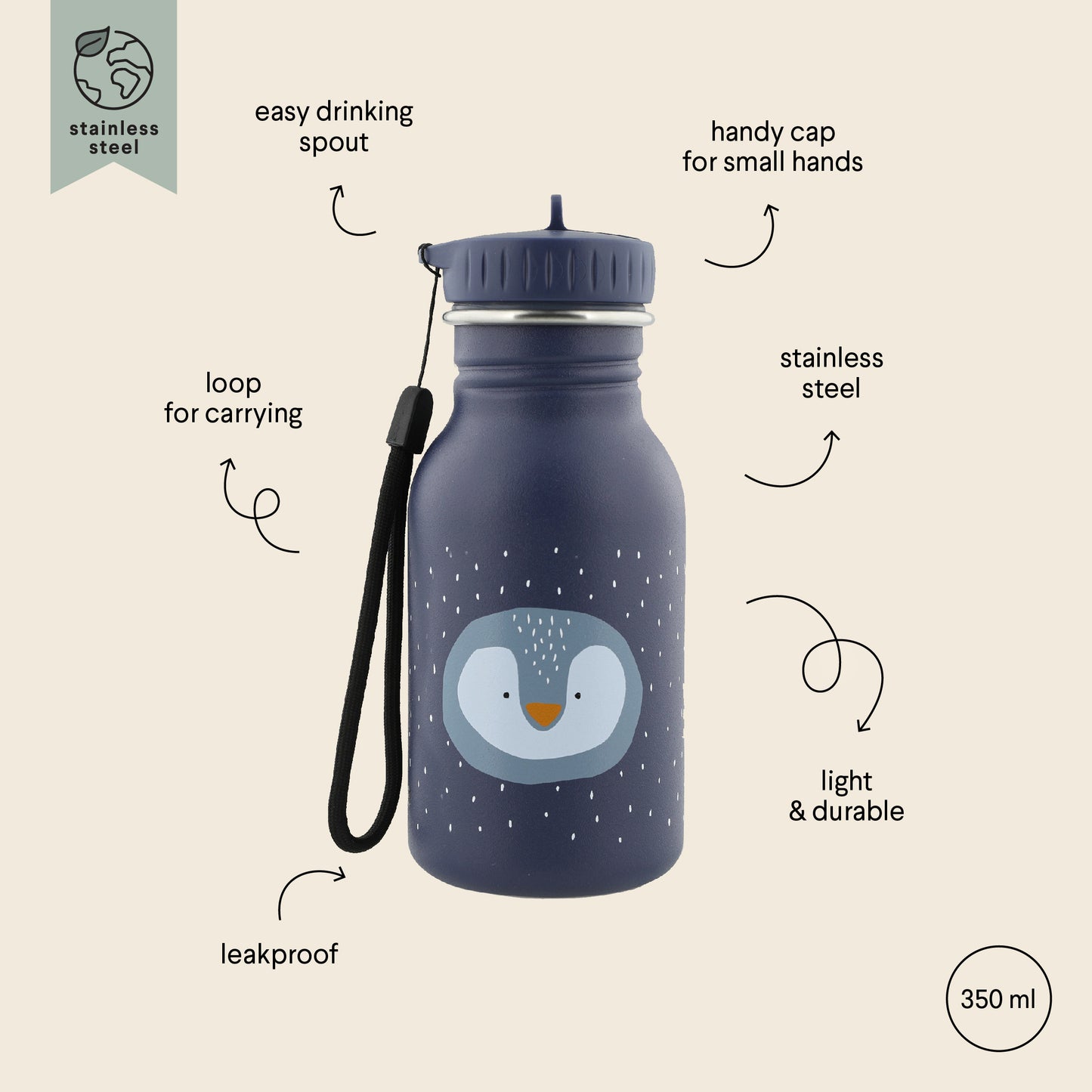 Lasten juomapullo 350 ml - herra pingviini