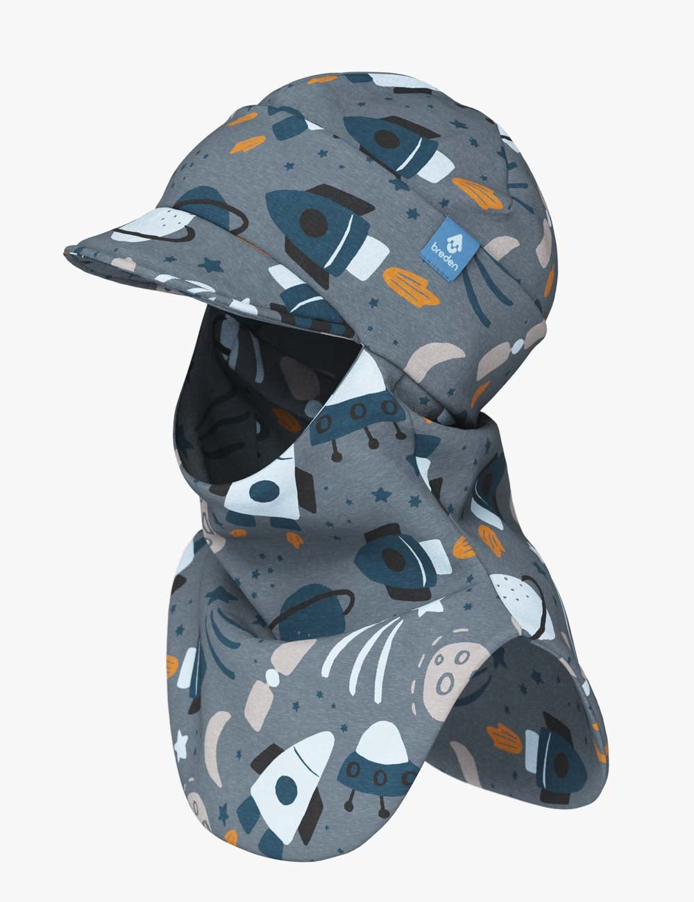 Breden kevät hattu - Lasten balaclava lipalla-avaruusraketit