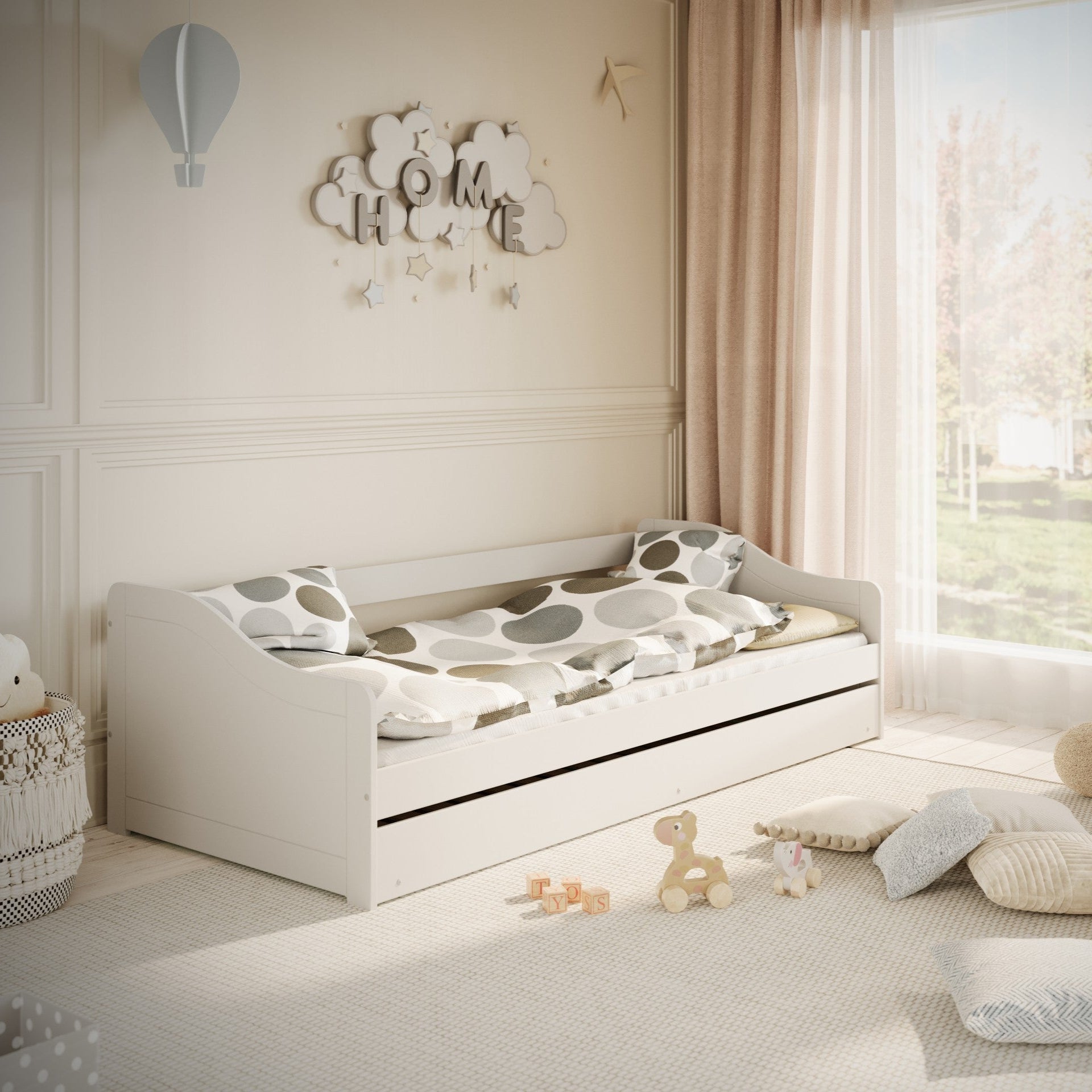 Lasten sänky ulosvedettävällä vierassängyllä