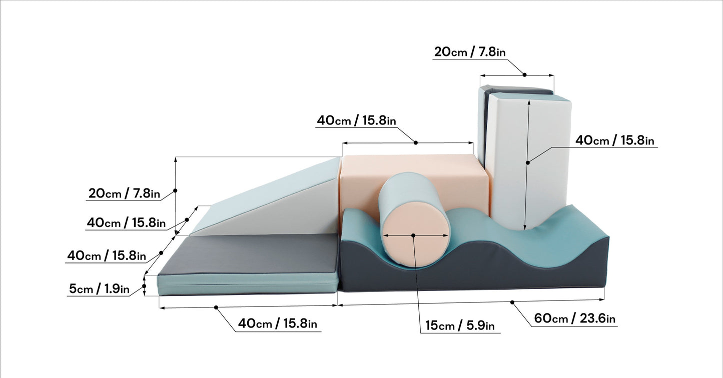 Iglu soft lasten leikkimoduulit-pastelli-mitat