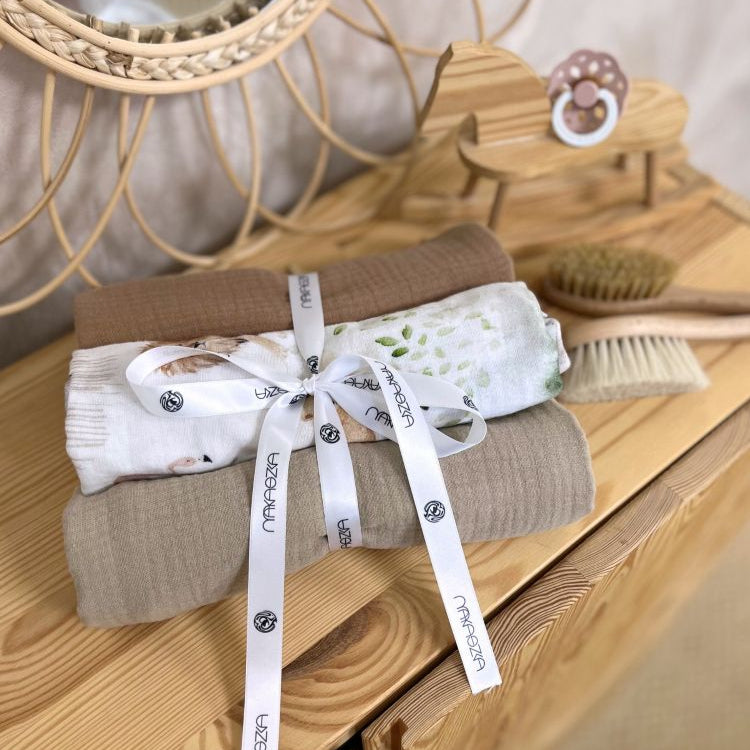 Puuvillamusliini vauvan harsot - 3kpl setti, Sawanna