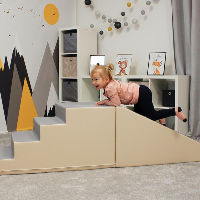 Soft Play Raput ja lasten liukumäki - Beige, harmaa