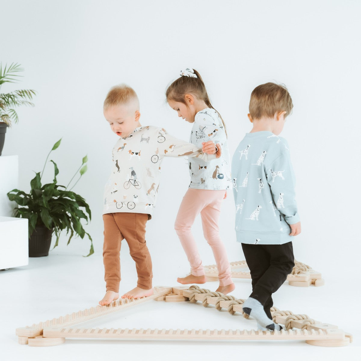 TipiToo® lasten puiset tasapainopalkit leikkeihin, 3 kpl setti - Jute Rope