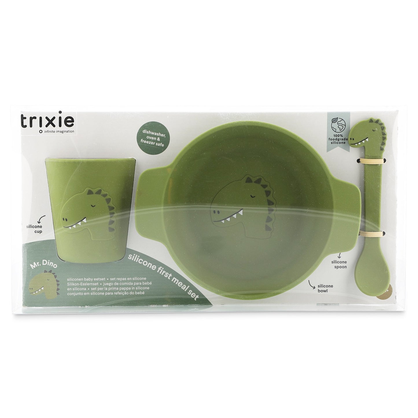 Trixie baby Silikoninen ruokailusetti-dinosaurus