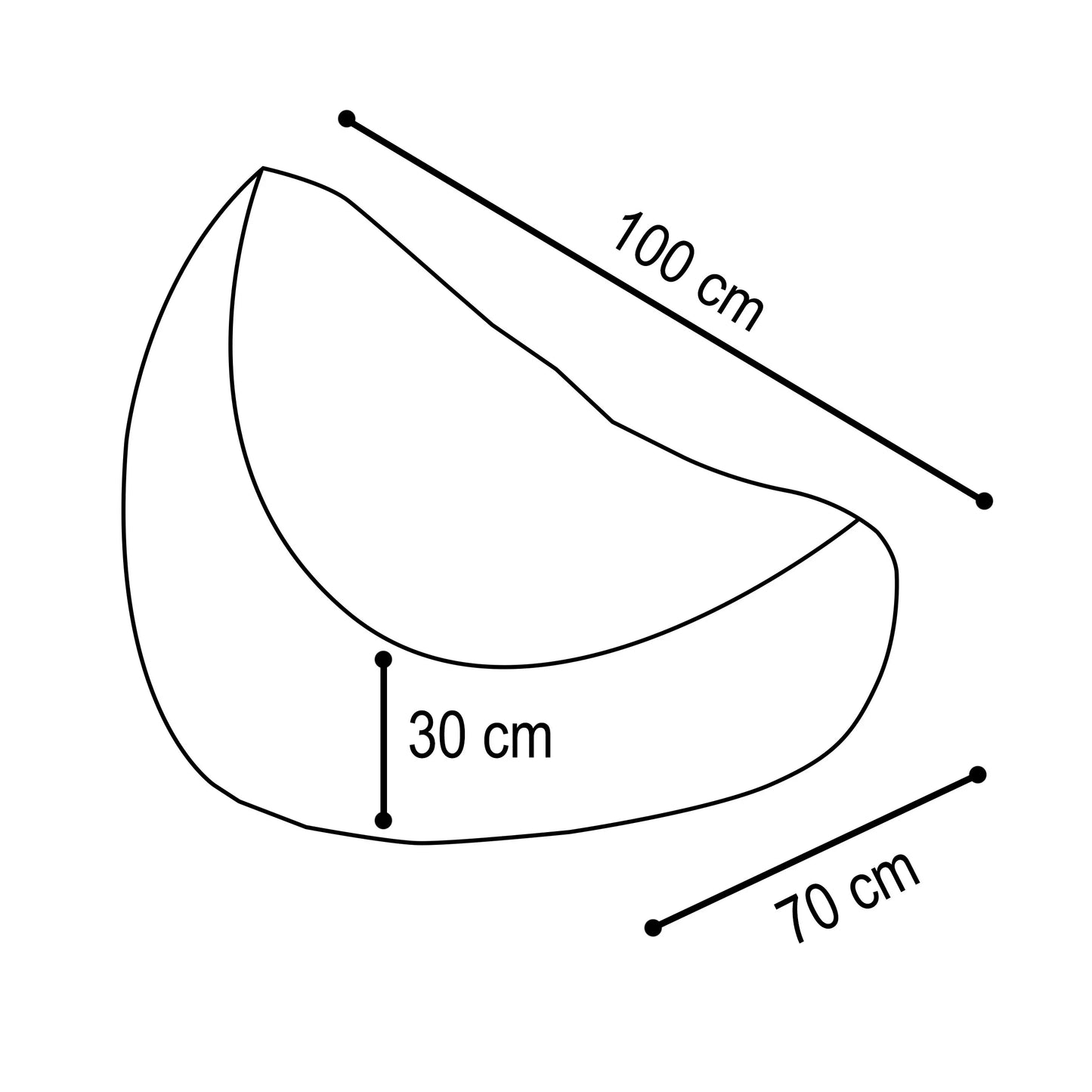 säkkituolin mitat