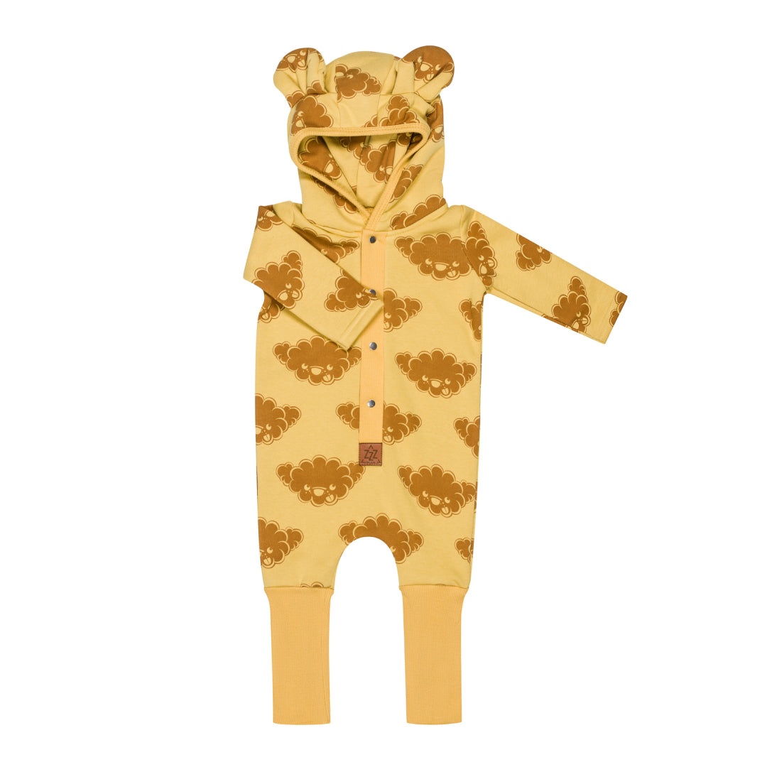 vauvan jumpsuit hupulla ja nallen korvilla-keltainen