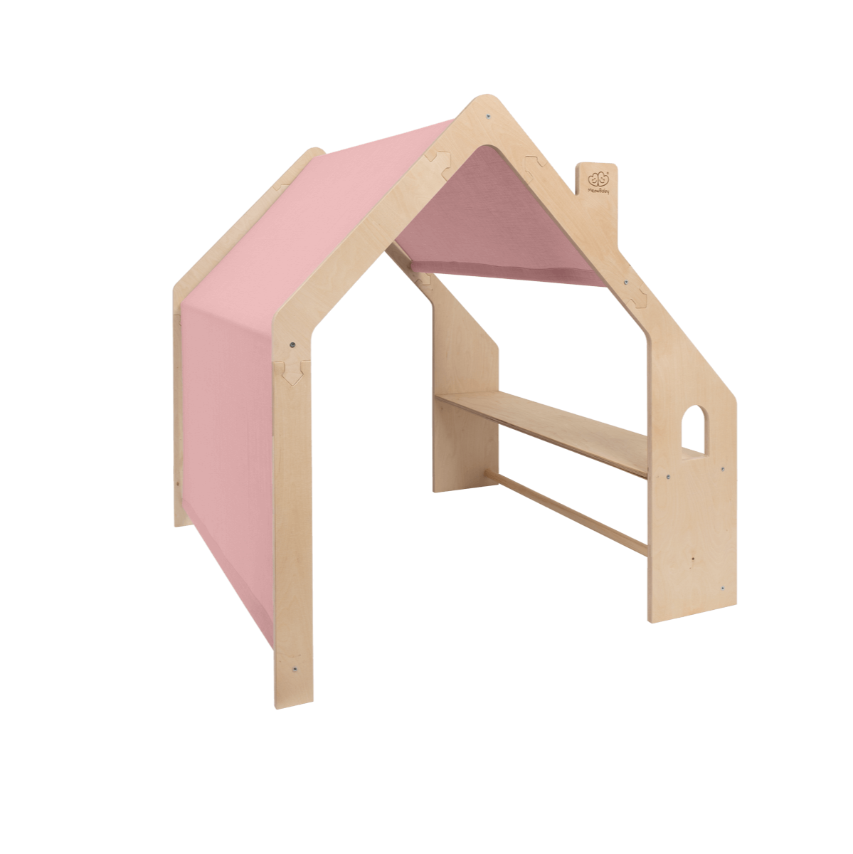 MeowBaby® Natural Wooden House for Kids - Pink Roof