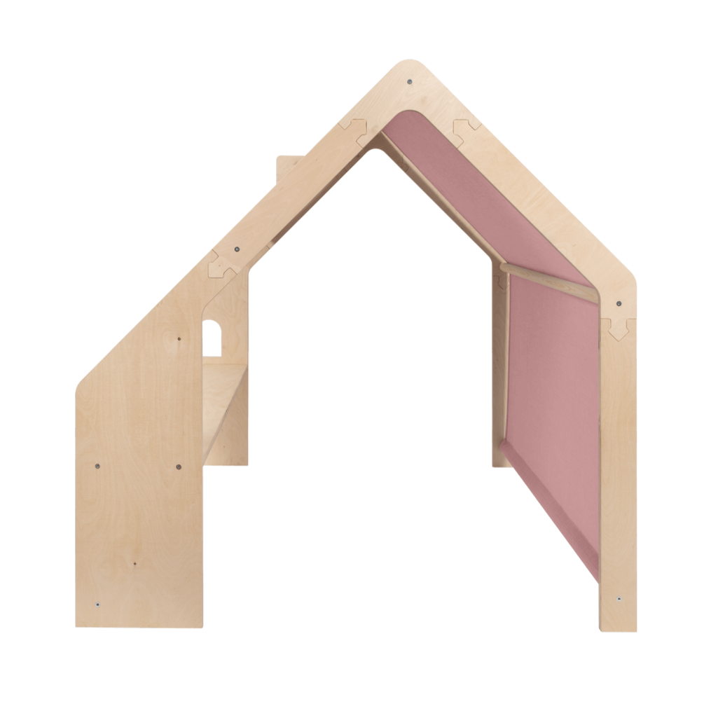 MeowBaby® Natural Wooden House for Kids - Pink Roof