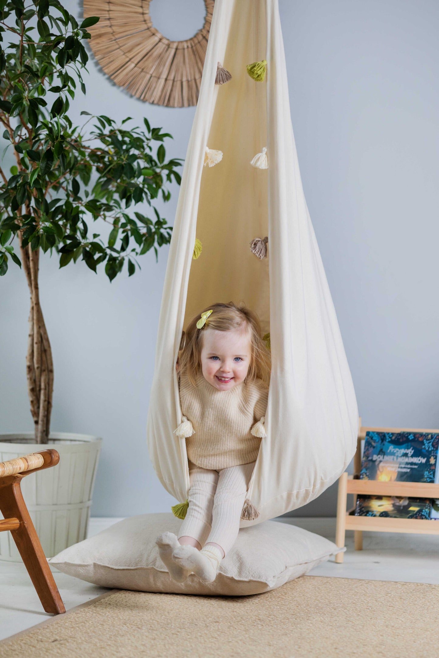 Lasten Cocoon Hammock riippukeinu, Cream Tassel