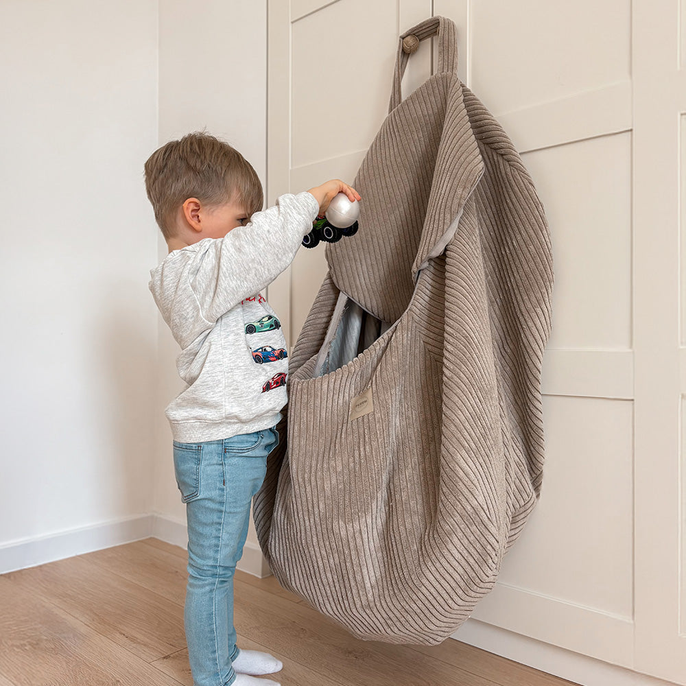 Beige Lasten lelujen säilytyspussi