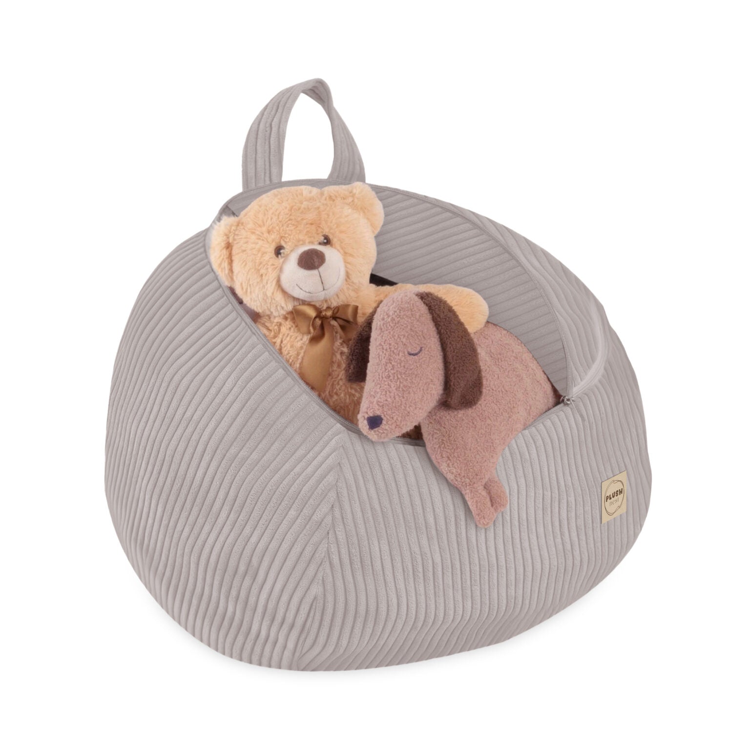 Beige lelujen säilytyspussi 