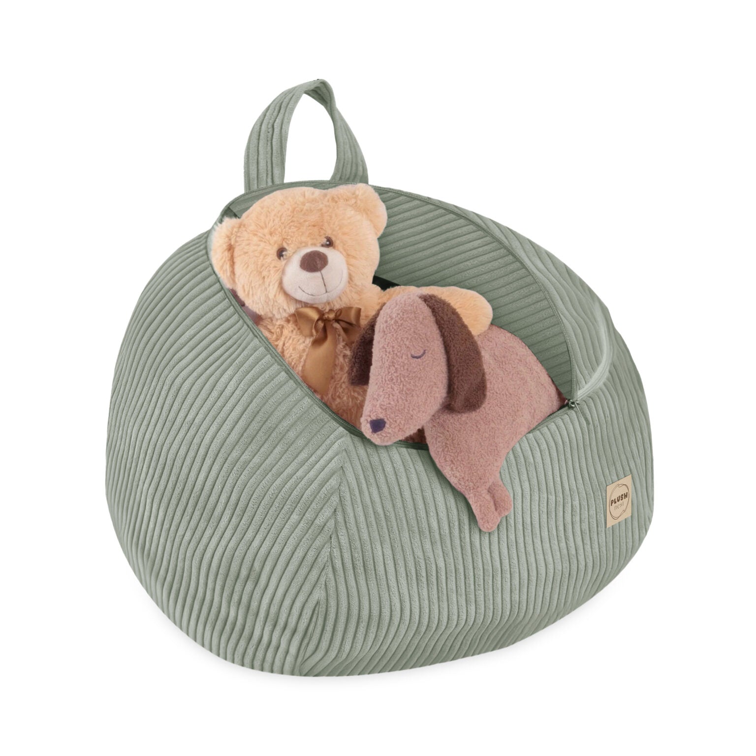 Lasten lelujen säilytyspussi ja rahi, vihreä-Mini