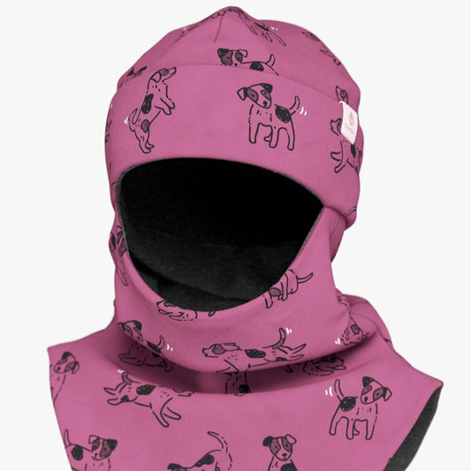 Lasten merinovilla balaclava-pink dogs