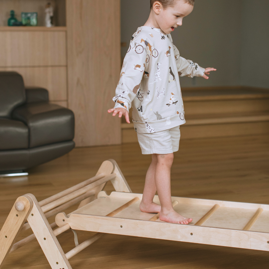 Lasten muokattava kiipeilykolmio-pikler kolmio liukurampilla