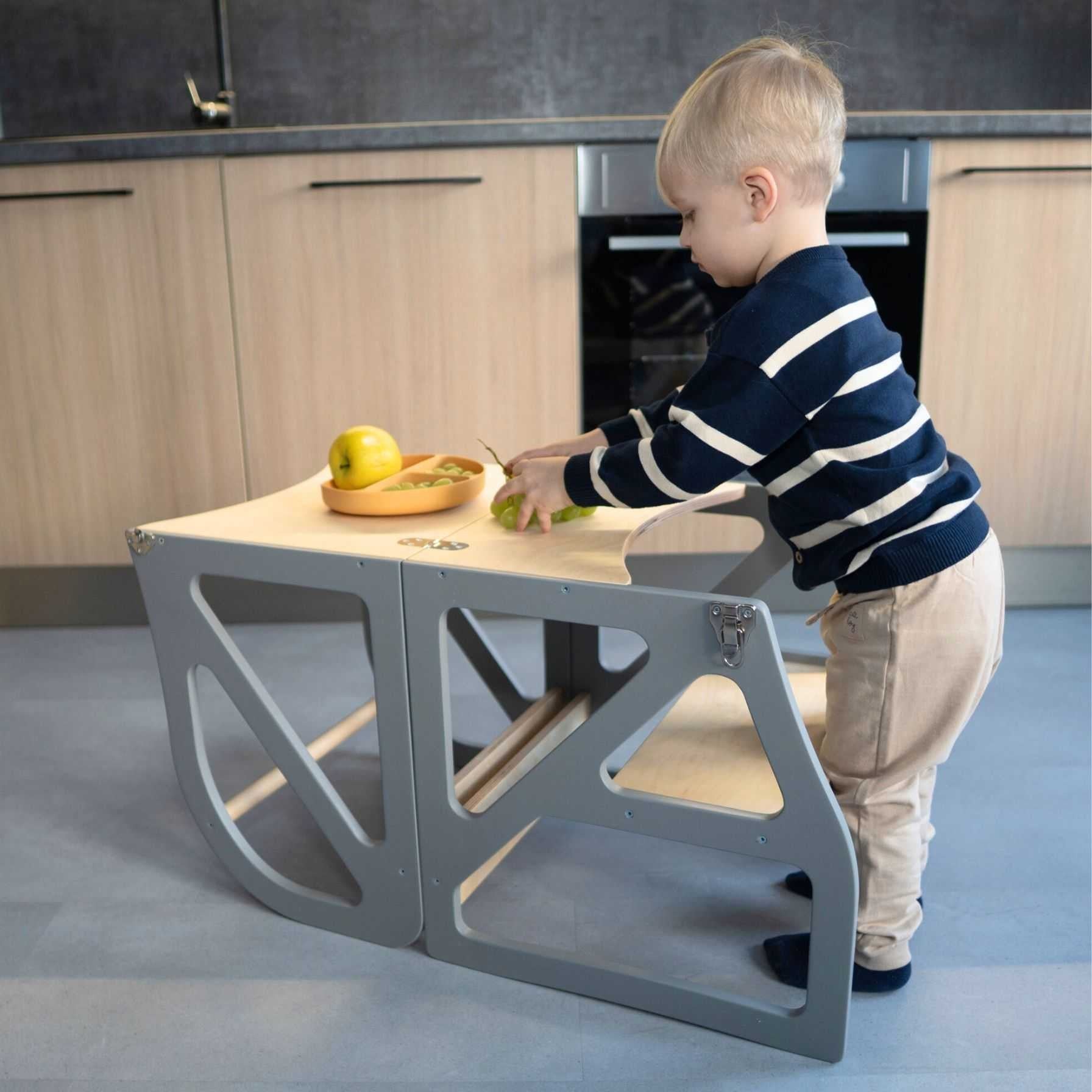 Lasten oppimistorni, apujakkara lapselle harmaa 