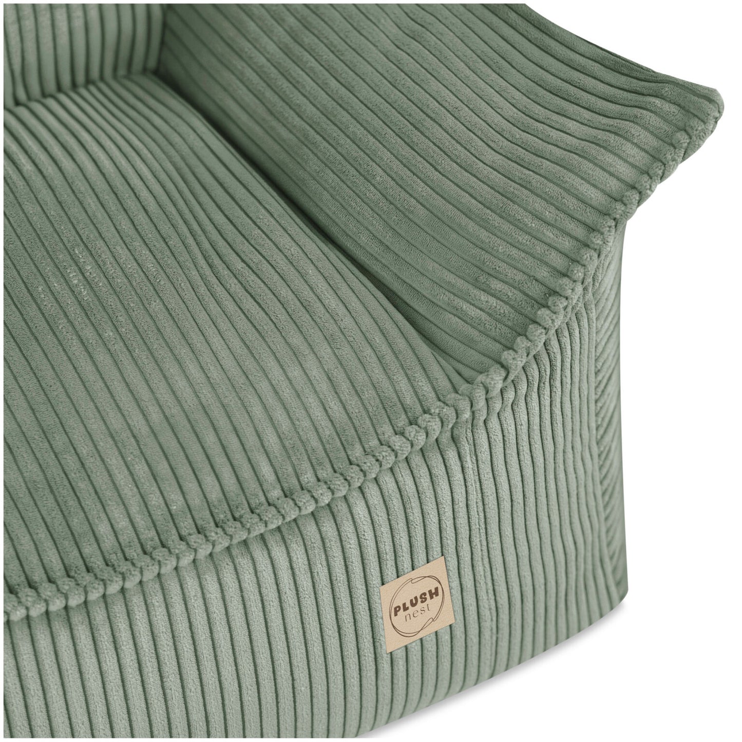 PLUSH NEST Roya lasten säkkituoli nojatuoli, vihreä, premium-sametti