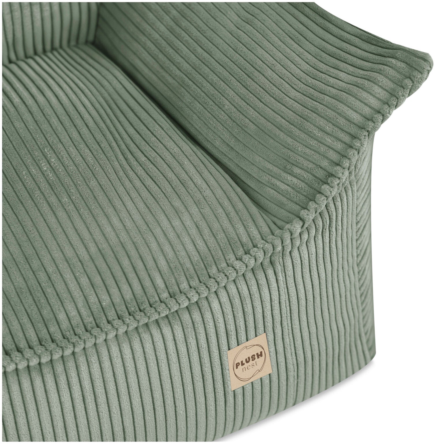 PLUSH NEST Roya lasten säkkituoli nojatuoli, vihreä, premium-sametti
