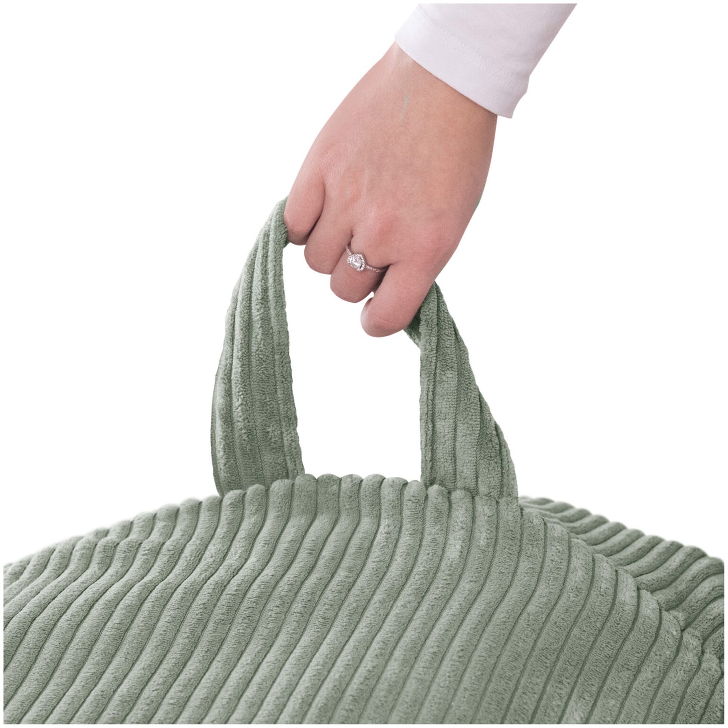 Plush Nest Mini-lelujen säilytyspussi-vihreä sametti-kantokahva