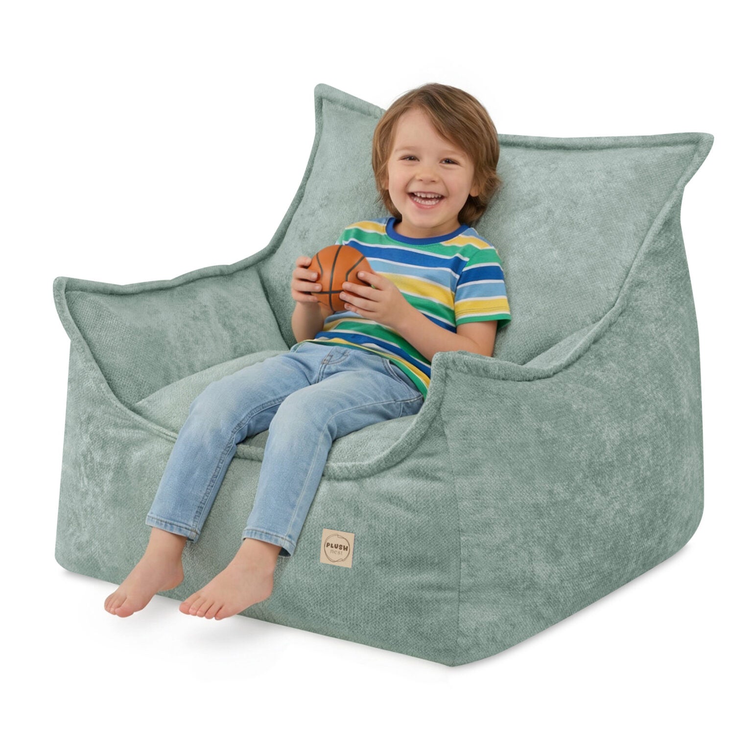 PLUSH NEST Roya lasten nojatuoli, Vihreä Premium Chenille