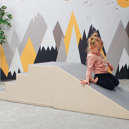 Soft Play Raput ja liukumäki - Beige, harmaa