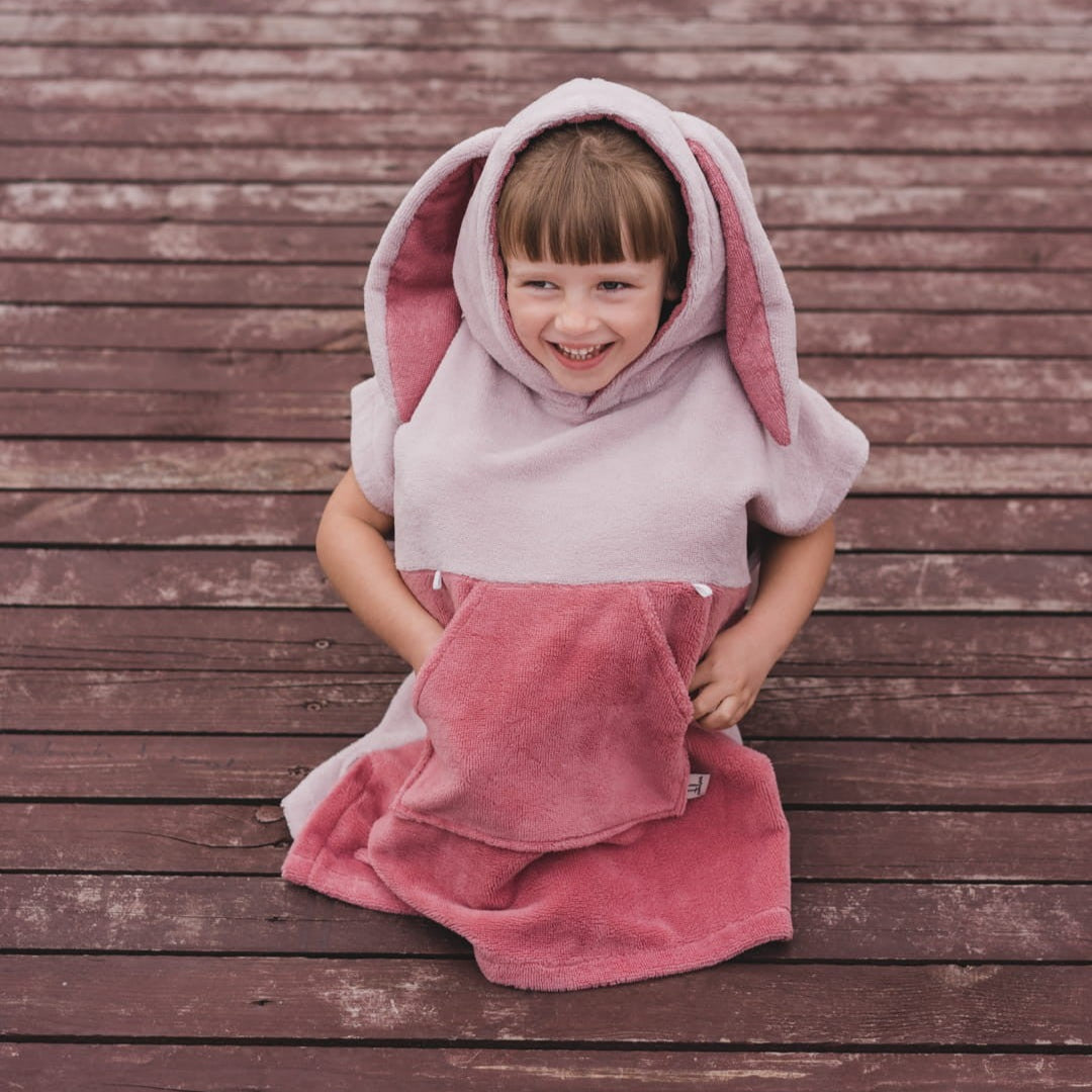 Surfbunny Lasten kylpyponcho - Pinkki