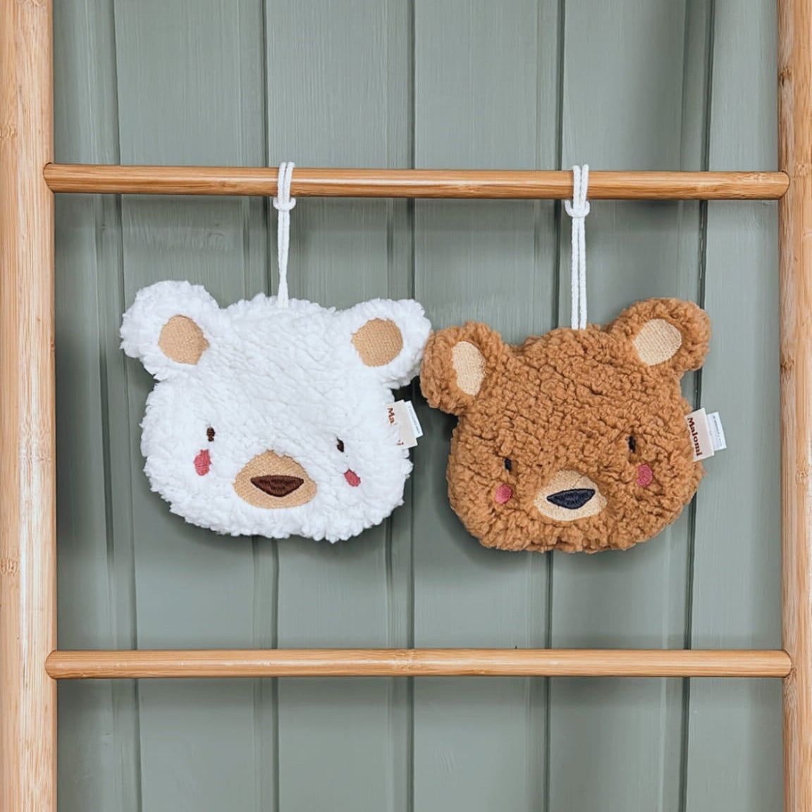 Tuttipidikkeet, vauvan ensipehmolelu valkoinen nalle ja ruskea nalle