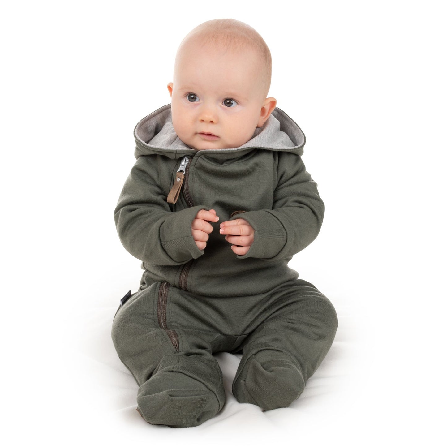 Vauvan merinovillahaalari puuvillavuorella – Khaki