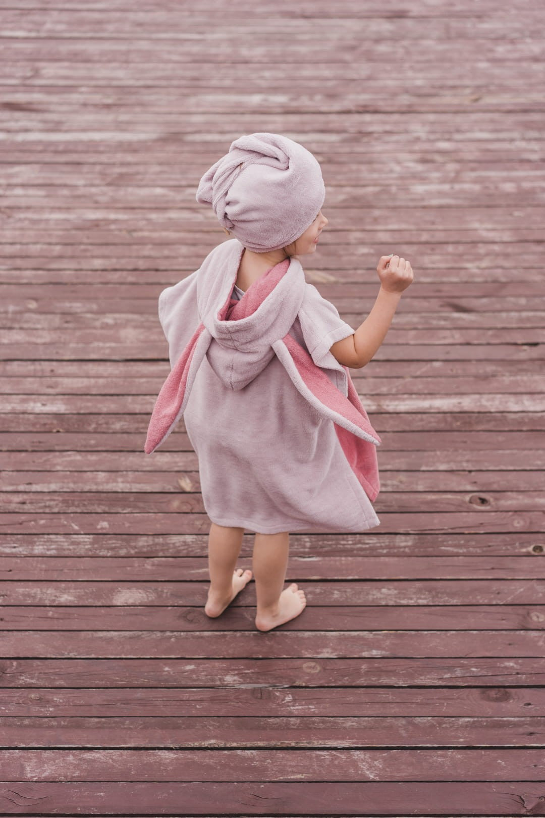 Surfbunny Lasten kylpyponcho - Pinkki