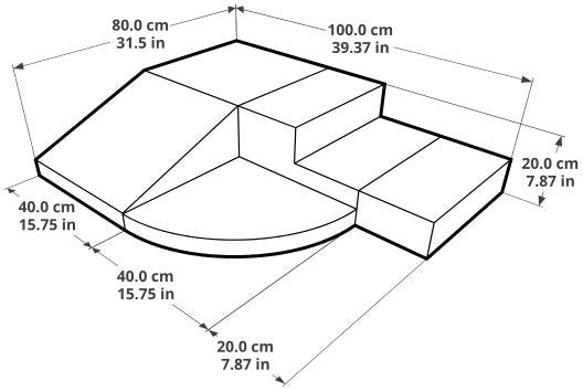Iglu Soft Play Set Corner Climber - Earth Pastel-lasten leikkimoduulin mitat