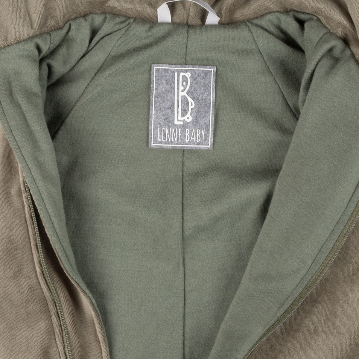 Vauvan lämmin velourhaalari merinovillavuorella - khaki