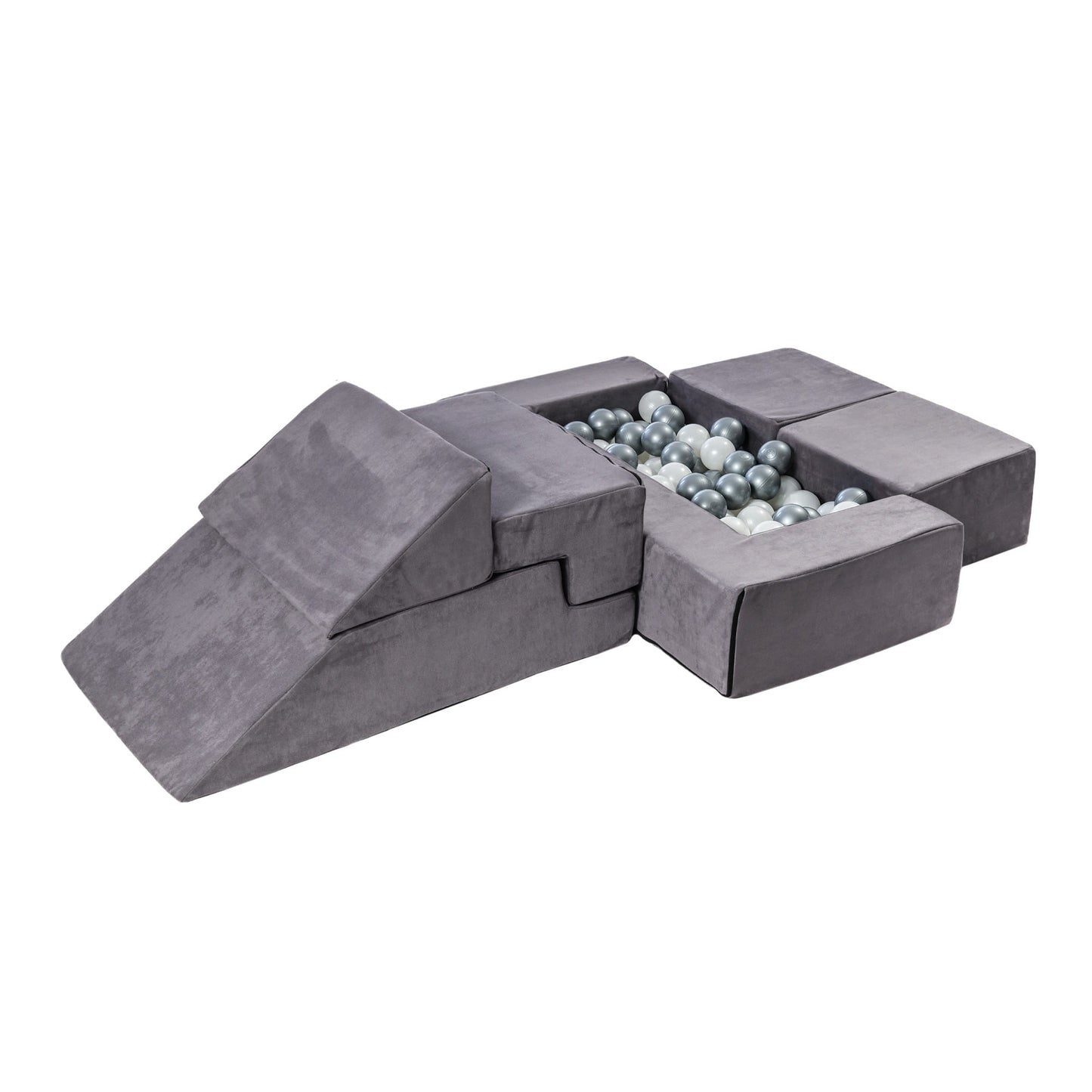 MeowBaby® Velvet Bricks Set - Monitoiminen lasten leikkipaikka - harmaa